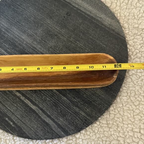 (2) Hand Crafted Acacia Wood Serving Platter Dish Beekman Home 12”x2.5” Set Of 2 - Picture 5 of 7